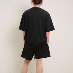 T-shirt imprimé personnalisé Ensembles de t-shirts pour hommes Col épais 100% coton t-shirts épais uni surdimensionné col montant T-shirt pour hommes - Product Image 4