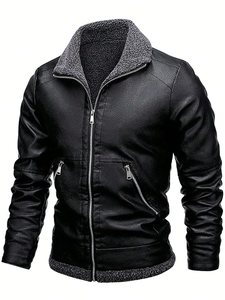 Veste en cuir d'agneau véritable noir pour homme Vestes en cuir de moto marron véritable vintage pour homme - Product Image 2