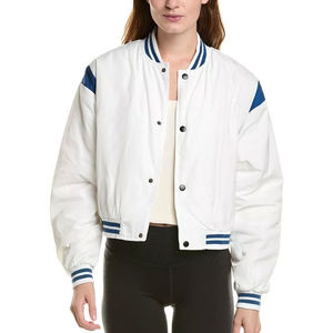Chaqueta Varsity Corta de Algodón Liso Personalizada para Mujer, Reversible, Acolchada, Resistente al Viento, Transpirable, para Uso Casual al Aire Libre, Servicio OEM - Product Image 1
