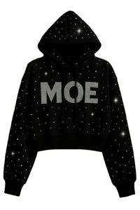 Sudaderas con capucha de invierno para hombre al por mayor, con cremallera, bordado de diamantes de imitación, logotipo frontal personalizado, 100% algodón, estilo streetwear y2k gótico - Product Image 2