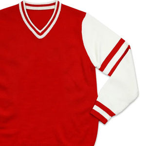 Custom Logo Printed 100% Cotton <b>Fleece</b> Sweatshirts <b>Red</b> White Sorority Streetwear Unisex <b>Red</b> Sweatshirts V-Neck Design - Product Image 3