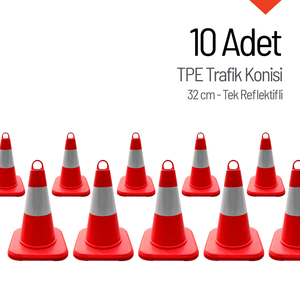 Juego de 10 Conos de Tráfico Reflectantes Individuales de TPE de 32 cm, Equipo de Entrenamiento de Agilidad, Barrera de Tráfico - Product Image 1