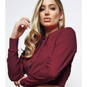 Sudadera con capucha con cremallera y logotipo bordado personalizado de Etiqueta Privada, Top corto para mujer, algodón transpirable, Terry, satén liso forrado de talla grande - Product Image 4