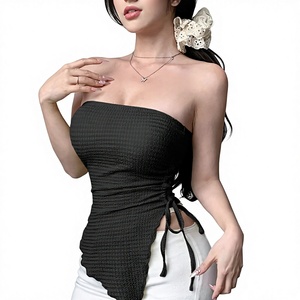 Top de Tirantes Cruzados sin Tirantes, Tejido a Crochet, con Cordones, Color Sólido, Estilo Vintage, Sexy y Transpirable, para Mujer - Product Image 3