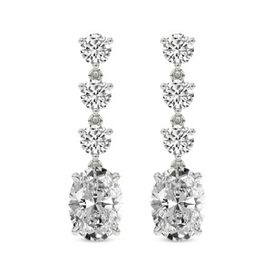 Ethereal Lab Grown <b>Diamond</b> <b>Dangle</b> <b>Earrings</b> 1 Ct Tw F-G Color VS Clarity 8 <b>Diamonds</b> 14K Solid Gold Airy Graceful Movement Sway - Product Image 1