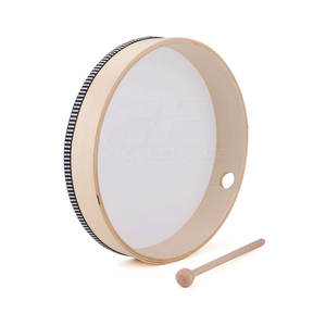 Tambours de chaman au design naturel, faits à la main, écologiques, en bois et acier inoxydable, avec peaux de vache, pour les séances de musique rituelle et de guérison - Product Image 2