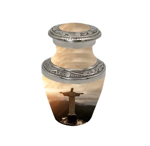Meilleure urne de crémation en métal pour cendres humaines thème de la forêt urne en métal imprimé urne funéraire personnalisée - Product Image 4