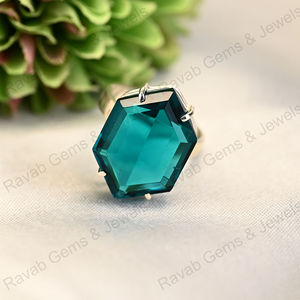 Nouveauté, argent sterling 925 massif, topaze bleue de Londres, coupe hexagonale, serti à griffes, or rose vintage, fait main, bijoux fins pour femmes - Product Image 6