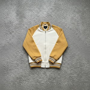OEM/ODM 100% Wool Men's <b>Long</b> <b>Canvas</b> Varsity Jacket with 2-Tone Side Pockets Contrast Rib Comfortable Winter Design - Product Image 3