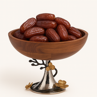 Bol à dattes en bois naturel avec support en racine dorée, plateau de service islamique pour le Ramadan et l'Aïd, plateau de fête de luxe classique multifonctionnel