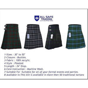 Kilt traditionnel fait à la main solide de huit verges pour hommes de qualité supérieure mélange de coton acrylique sangles en cuir robustes réglables pour les festivals - Product Image 6