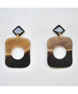 Modern Buffalo Horn & White <b>Resin</b> <b>Earring</b> Jewelry Horn <b>Earrings</b> for Women Fashion Gift Party Classic Buffalo Natural Crafts - Product Image 5