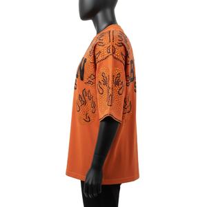 Oversized Men Boxy TShirt Cotton Jersey Orange Crystal Stud <b>Flame</b> Design Logo Top 100% cotton T-<b>shirt</b> for men loose fit printed - Product Image 3