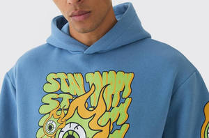 ชุดวอร์มทรงหลวมสำหรับผู้ชายชุดวอร์มผ้าฝ้ายโพลีเอสเตอร์คุณภาพสูงใส่สบายโอเวอร์ไซส์พิมพ์ลายพัฟ - Product Image 3