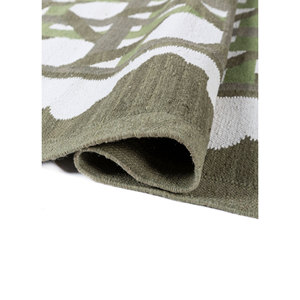 Alhambra Green Flat Weaves Wool <b>Rugs</b> for Home Living Room Decorations Hallway Rectangle for Bedroom Use-Model Room Bedside <b>Rug</b> - Product Image 2