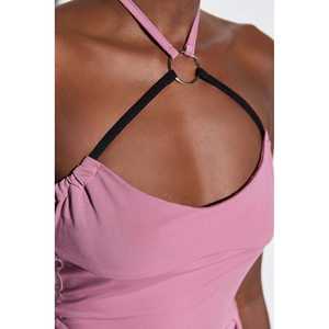 เสื้อเบลาส์แขนสั้นคอกลมลำลอง 100% โพลีเอสเตอร์ พร้อมดีเทลห่วงผูกคอ - Product Image 4