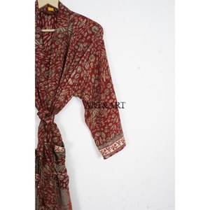 New Fashionable Elegant Silk Soft Breathable Floor-Length Vintage Bohemian <b>Kimono</b> Hand <b>Embellished</b> Sequins Open Front Robe - Product Image 3