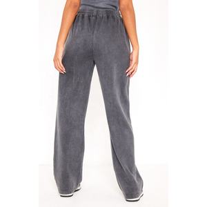 OEM Logo personnalisé pour femmes Pantalon de jogging délavé à l'acide Pantalon de survêtement de haute qualité avec décoration en dentelle Bas de jogging pour femmes avec poches - Product Image 3