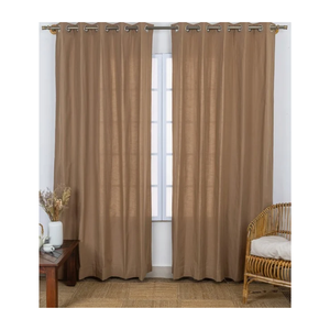 ผ้าม่านโปร่งแสงสีน้ำตาลเนื้อเนียน ขนาด 52x84 นิ้ว 140 แกรม ผลิตจากผ้าฝ้ายรีไซเคิล ให้ความรู้สึกเบาสบาย เหมาะสำหรับบ้านริมชายฝั่งและห้องนอน ส่งออกจำนวนมาก - Product Image 1