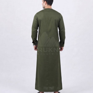 Thobe arabe traditionnel pour hommes, Kurta classique à manches longues, longueur cheville, coupe décontractée, col boutonné sur le devant, en coton respirant - Product Image 2