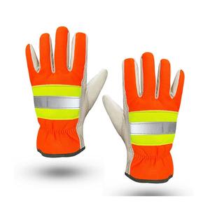 Guantes de seguridad contra incendios Diseño y material de logotipo personalizados Guantes de seguridad contra incendios de alta visibilidad y ropa de seguridad de cuero - Product Image 2