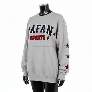 Sweat-shirt oversize pour femmes en tissu polaire GSM, couleurs gris, bleu marine, rouge, logo brodé personnalisé, vêtements de sport pour femmes, sweat-shirt respirant - Product Image 4