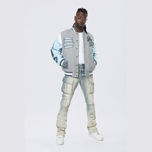 Venta al por mayor nueva moda Varsity chaqueta para hombre Cierre de botón bolsillos interiores Letterman College béisbol bombardero chaqueta - Product Image 2