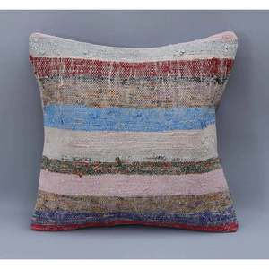 Housse de coussin turque nouée à la main (beige) 18 x 18 Rc_27214 - Product Image 1