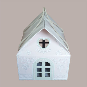 Casa de cartón Rosa Panettone baja de 1kg, caja de regalo de 5 piezas con cordones, 245x245H150mm para suministros de vacaciones de Navidad - Product Image 1