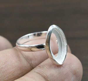 Bague en argent sterling 925 massif, forme marquise, à dos ouvert, avec sertissage à coupelle de 4-24 mm, vente en gros, fournisseur de bijoux faits à la main - Product Image 6