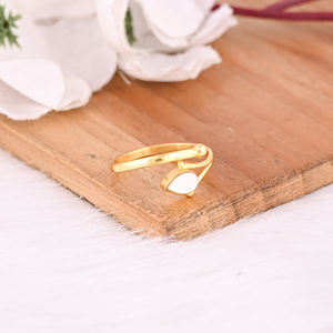 Plata de Ley 925, nácar, piedra preciosa, anillo de diseñador chapado en oro amarillo, declaración, joyería hecha a mano ajustable, regalo para ella - Product Image 2