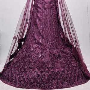 Lehenga de Tela de Red con Bordado de Lentejuelas Pesadas, Falda de 2.8M, Choli con Bordado de 1.2M, Dupatta, para Fiestas, Todas las Temporadas, Largo hasta el Suelo, Moderno - Product Image 3