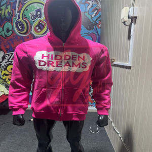 GGsports Unisex 400 GSM Rhinestone Hoodie Allover Bling Zip-Up & Pullover Styles con Patchwork & Distressed Logo Sudaderas con capucha para hombre - Product Image 6