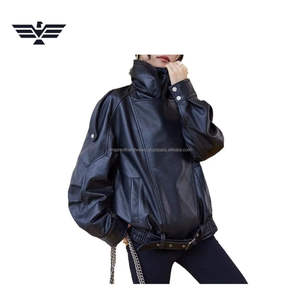 Chaqueta tejida transpirable de piel de oveja marrón de gran tamaño para mujer, abrigo de un solo botón de cuello alto para otoño - Product Image 4