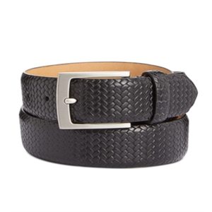 Cintura da Uomo Tasso Elba in Pelle di Vacchetta Nera Taglia 34 Design Intrecciato Stile Classico di Lusso Formale con Fibbia in Rame Personalizzata e Logo Personalizzato - Product Image 2