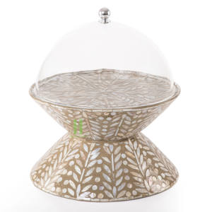 HOT SELLER High Quality Mother Of Pearl Inlay Cake Stand Decorative Round MOP Tray For Ramanda Holiday <b>Resin</b> <b>Epoxy</b> Mold - Product Image 4