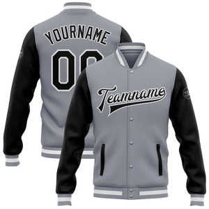 Chaqueta Varsity gris personalizada Chaqueta Varsity gris Béisbol Letterman Ropa Fabricación Botón Chaquetas de invierno para hombre - Product Image 2