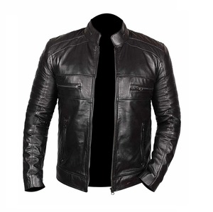 Chaqueta de bombardero de piel auténtica de vaca para hombre personalizada al por mayor, prendas de vestir exteriores ajustadas de secado rápido transpirables informales de invierno en negro y marrón - Product Image 6