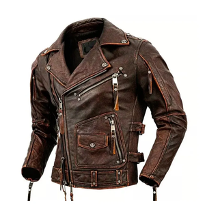 Veste en cuir traditionnelle pour hommes élégants en cuir véritable marron la saison des vestes en cuir véritable - Product Image 1