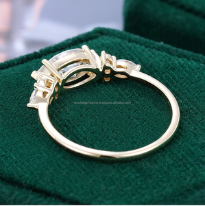 แหวนเพชรมอยส์ซาไนต์ตัดรูปเพชรสำหรับผู้หญิงแหวน6X3MM สีเหลืองทอง10K 18K ปรับแต่งได้สำหรับงานแต่งงานงานหมั้นทองไอเดียของขวัญสุดพิเศษ - Product Image 3