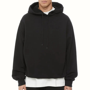 Sudadera con capucha recortada para hombre de talla grande lavada con ácido desgastado a la moda de otoño Sudadera de algodón 100% con hombros caídos - Product Image 6