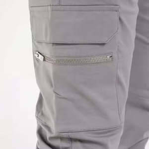 กางเกงคาร์โก้ผู้ชายแบบสั่งทำได้สำหรับกิจกรรมกลางแจ้งแนวยุทธวิธีแนวลำลองวิ่งสีเข้ม-ผ้าทนทานแบน - Product Image 5