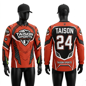 Camiseta de paintball para hombre, 180 GSM, malla de poliéster transpirable, diseño de panel de camuflaje digital rojo y negro, codos acolchados, logotipo personalizado por sublimación - Product Image 3