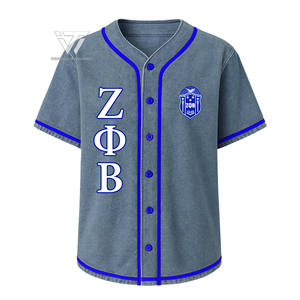 Greek Zeta Phi Beta Sorority Clothing Ready To Ship Embroidered Denim Baseball Jersey Softball Vest - Product Image 1