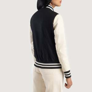 เสื้อแจ็คเก็ต Savant Hybrid Varsity สีดำและสีขาว สำหรับฤดูใบไม้ร่วง สวมใส่สบายอย่างสมบูรณ์แบบ - Product Image 5