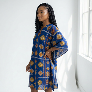 Robe personnalisée pour femme en coton et lin respirant, brodée, col en V, pour le bureau ou les occasions décontractées - Product Image 4