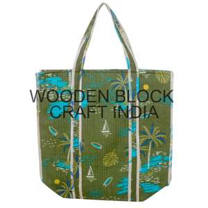 Sac fourre-tout en coton indien fait à la main imprimé à la main Sac fourre-tout pour femmes Sac à bandoulière matelassé imprimé à la main - Product Image 1