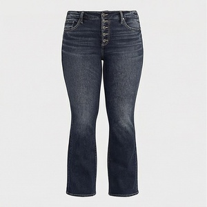 High Quality Ladies Cotton Ankle Length Pant <b>Women</b> Casual Breathable Denim <b>Jeans</b> Silver Buttons Embroidery Washed Premium Wear - Product Image 2