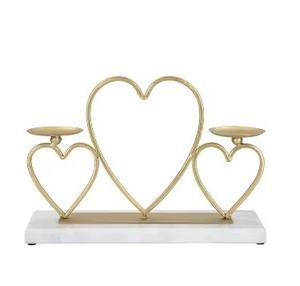 Portavelas con extremos de corazón, soporte de vela artesanal de tendencia superior, accesorios de iluminación atractivos de 2 niveles, llegada caliente de alta calidad - Product Image 1