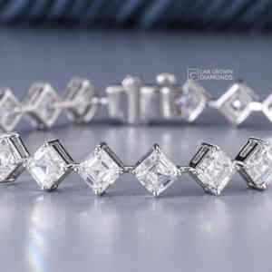 Pulsera de Cadena con Diamantes Cultivados en Laboratorio, Corte Esmeralda, 13.77 Quilates, Oro Blanco de 14K, para Mujer, Calidad VS EF, 9.35g, Joyería de Lujo - Product Image 5